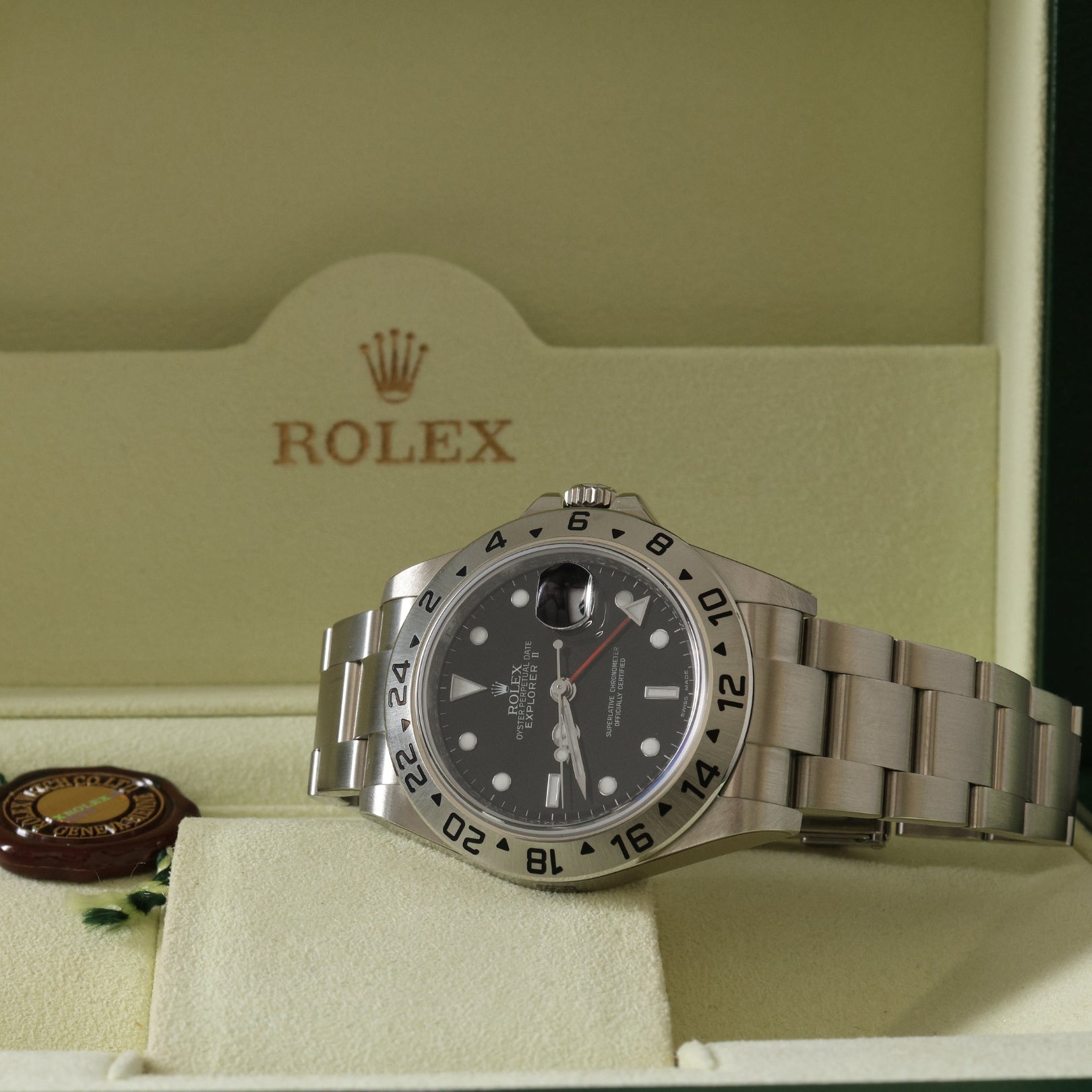 Rolex Explorer II, Black Dial, Fullsticker, Ref. 16570, 09 - 2010, B+P - LUXUHRIA