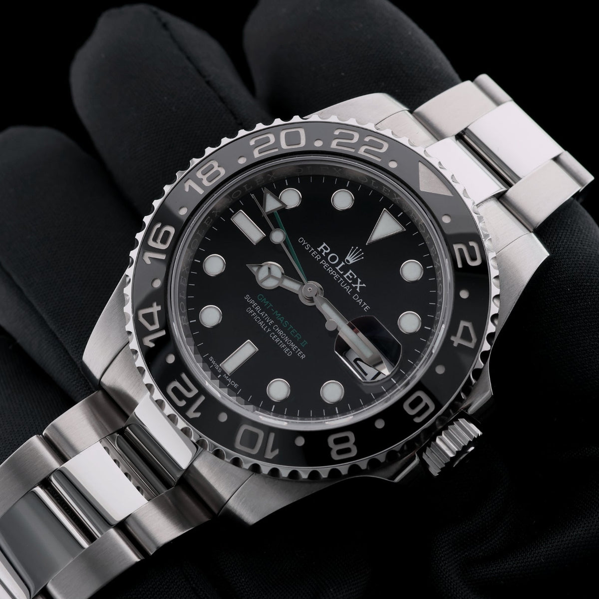 Rolex GMT-Master II 40mm, Schwarz, LC100, Ref. 116710LN, 04-2018, B+P - LUXUHRIA