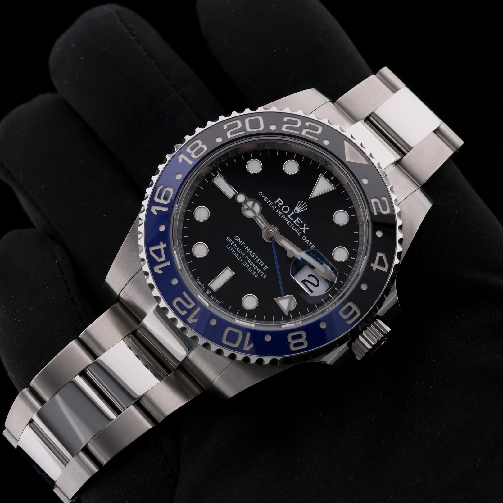 Rolex GMT Master II, "Batman", Oyster, Ref. 126710BLNR, 11 - 2024, B+P - LUXUHRIA