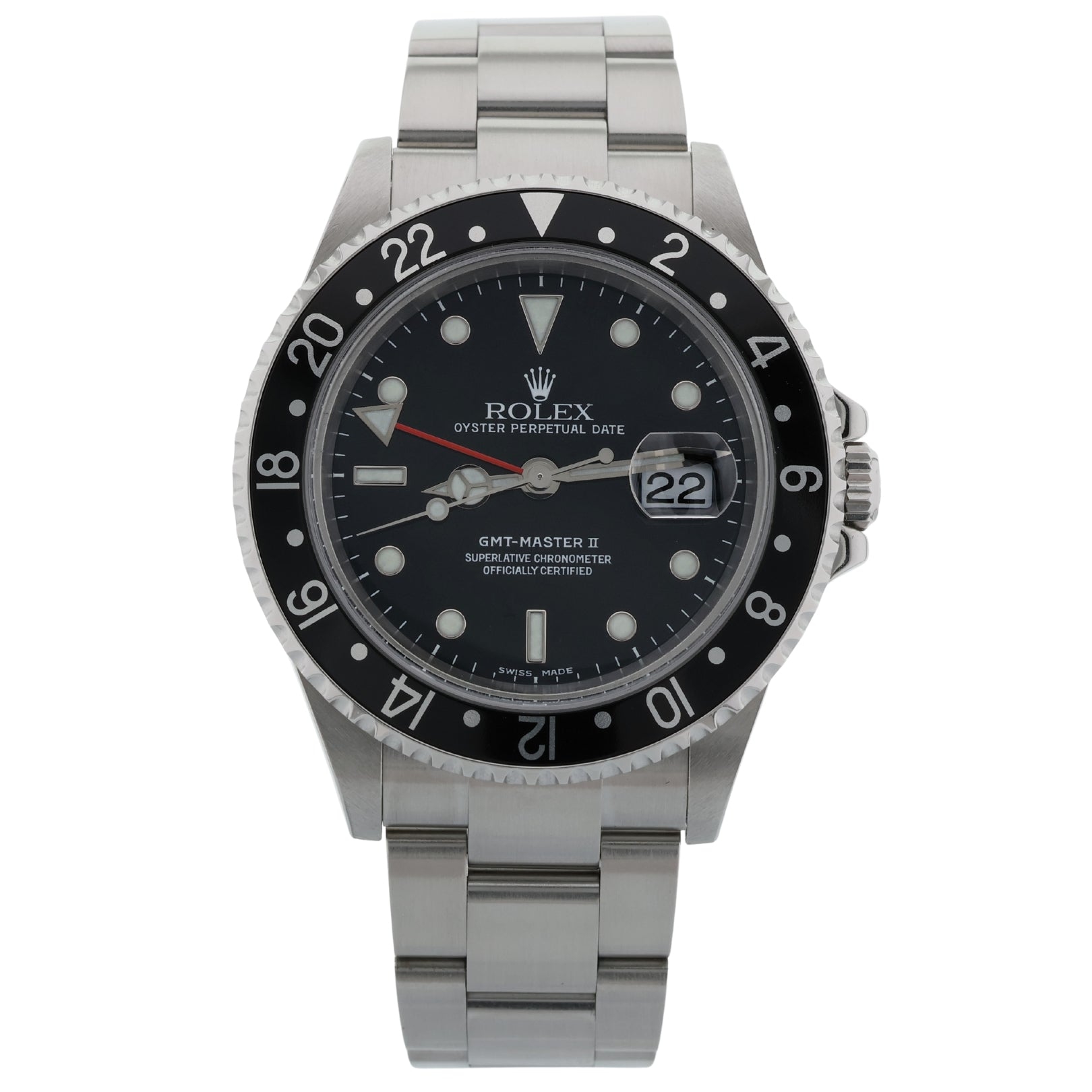 Rolex GMT Master II, Black Bezel, Oyster, LC100, Ref. 16710, 09 - 2005, B+P Erstkaufrechnung - LUXUHRIA
