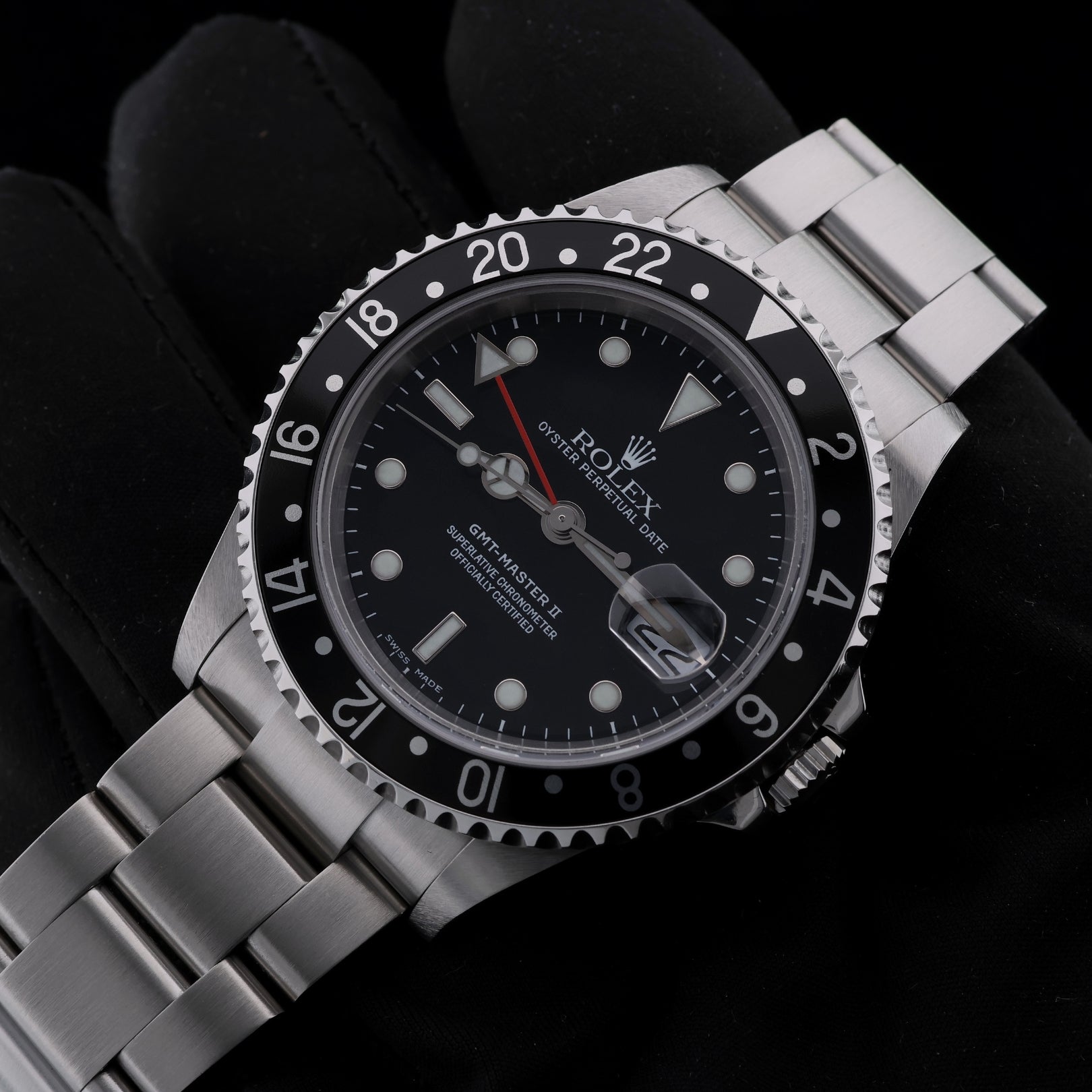 Rolex GMT Master II, Black Bezel, Oyster, LC100, Ref. 16710, 09 - 2005, B+P Erstkaufrechnung - LUXUHRIA