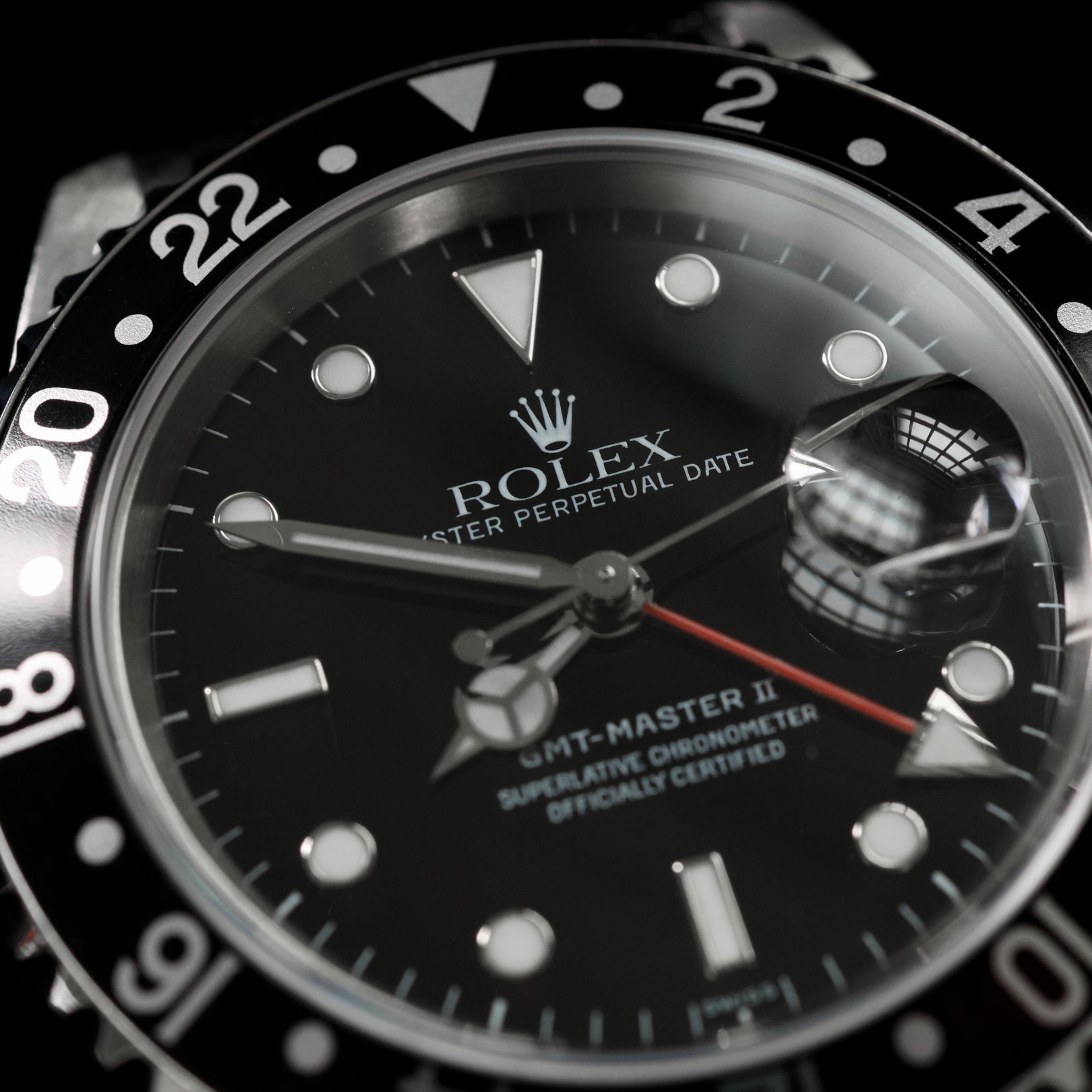 Rolex GMT Master II, Black Bezel, Oyster, LC100, Ref. 16710, 11 - 1999, B+P - LUXUHRIA