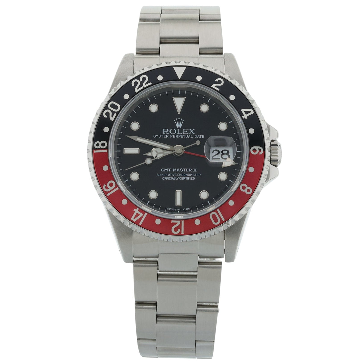 Rolex GMT Master II, "CokeBezel", Oyster, LC100, Erstkaufrechnung, Service 2018, Ref. 16710, 03-1998, B+P - LUXUHRIA