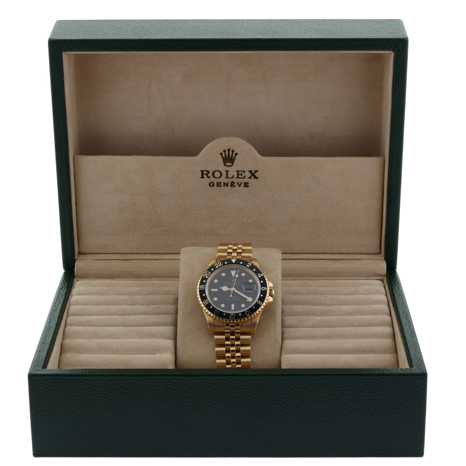 Rolex GMT Master II, Gelbgold, Jubilee, E - Serie, LC100, Ref. 16718, 02 - 1992, B+P - LUXUHRIA