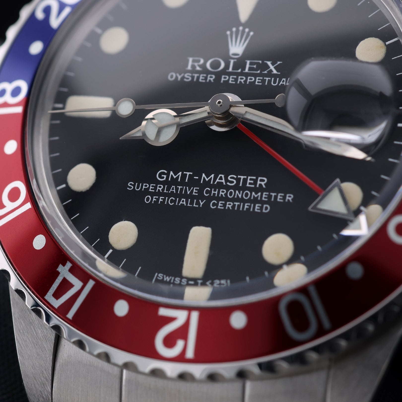 Rolex GMT Master II, "Pepsi Bezel", 40 mm, Oyster, Ref. 1675/0, Rolex - Service 2025, mit Box - LUXUHRIA
