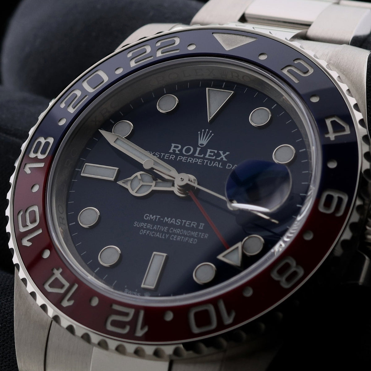 Rolex GMT Master II, "Pepsi", Blue Dial, Weissgold, Ref. 126719BLRO, 2025, B+P - LUXUHRIA