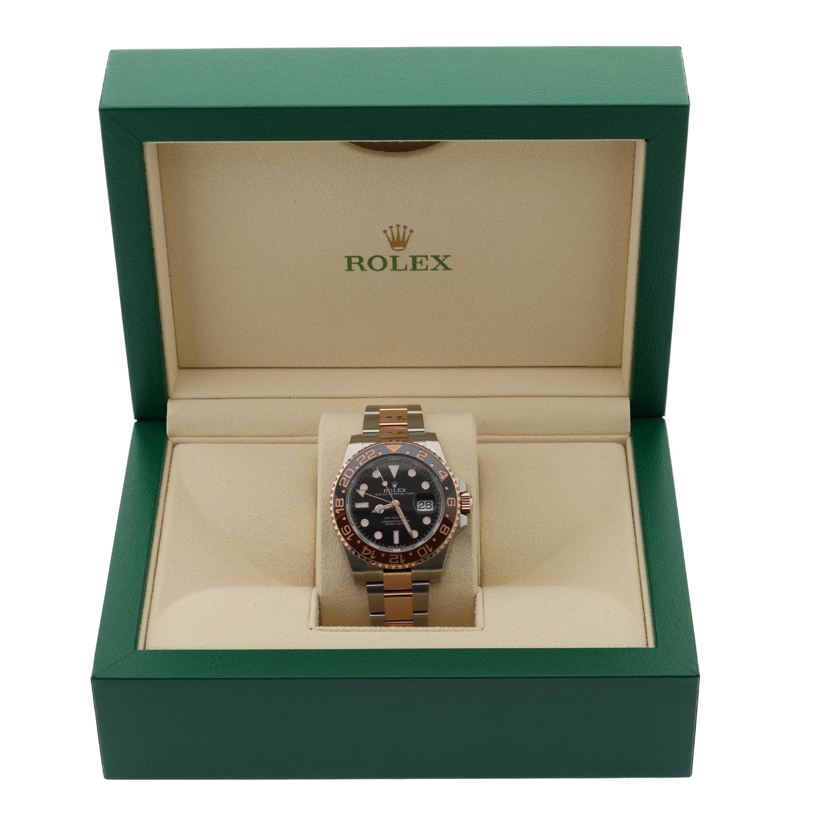 Rolex GMT Master II, "Rootbeer", Roségold/Stahl, Ref. 126711CHNR, ungetragen, 2024, B+P - LUXUHRIA