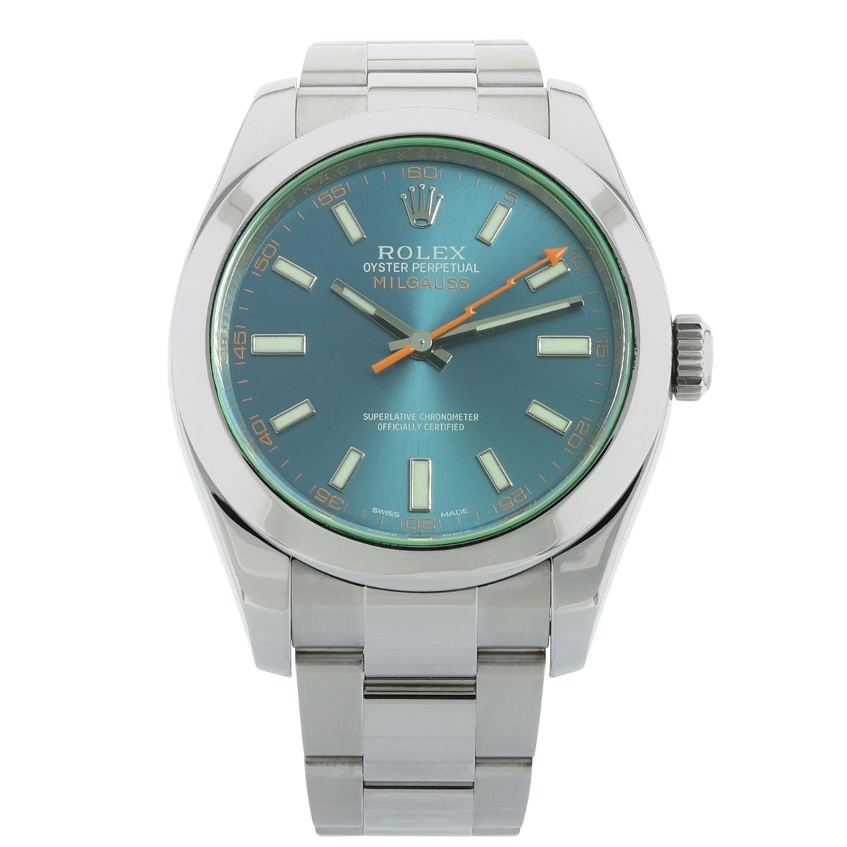 Rolex Milgauss, Blue Dial, Edelstahl, LC100, Ref. 116400GV, 06-2017, B+P - LUXUHRIA