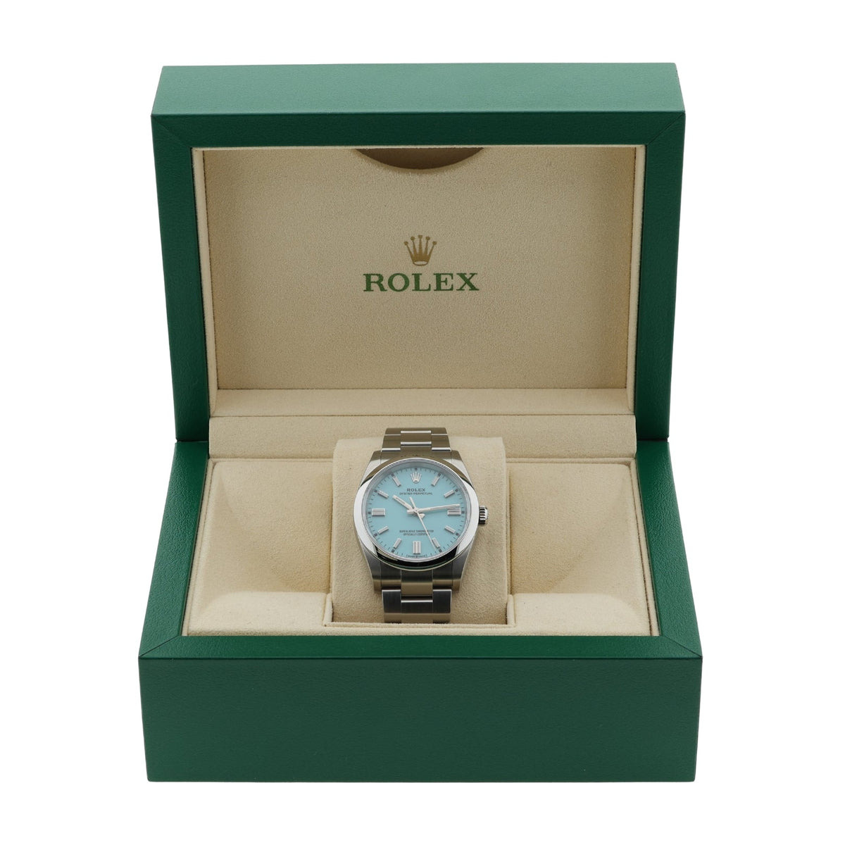 Rolex Oyster Perpetual 36, "Tiffany" Dial, Edelstahl, Ref. 126000, 2024, B+P - LUXUHRIA
