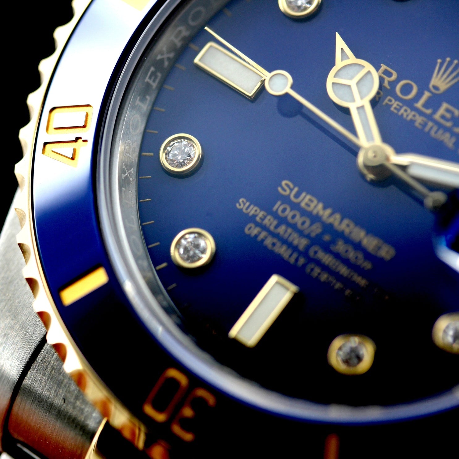 Rolex Submariner, Bicolor, Blue Dial, Brillant Zifferblatt, Ref. 116613LB, 2020, B+P - LUXUHRIA