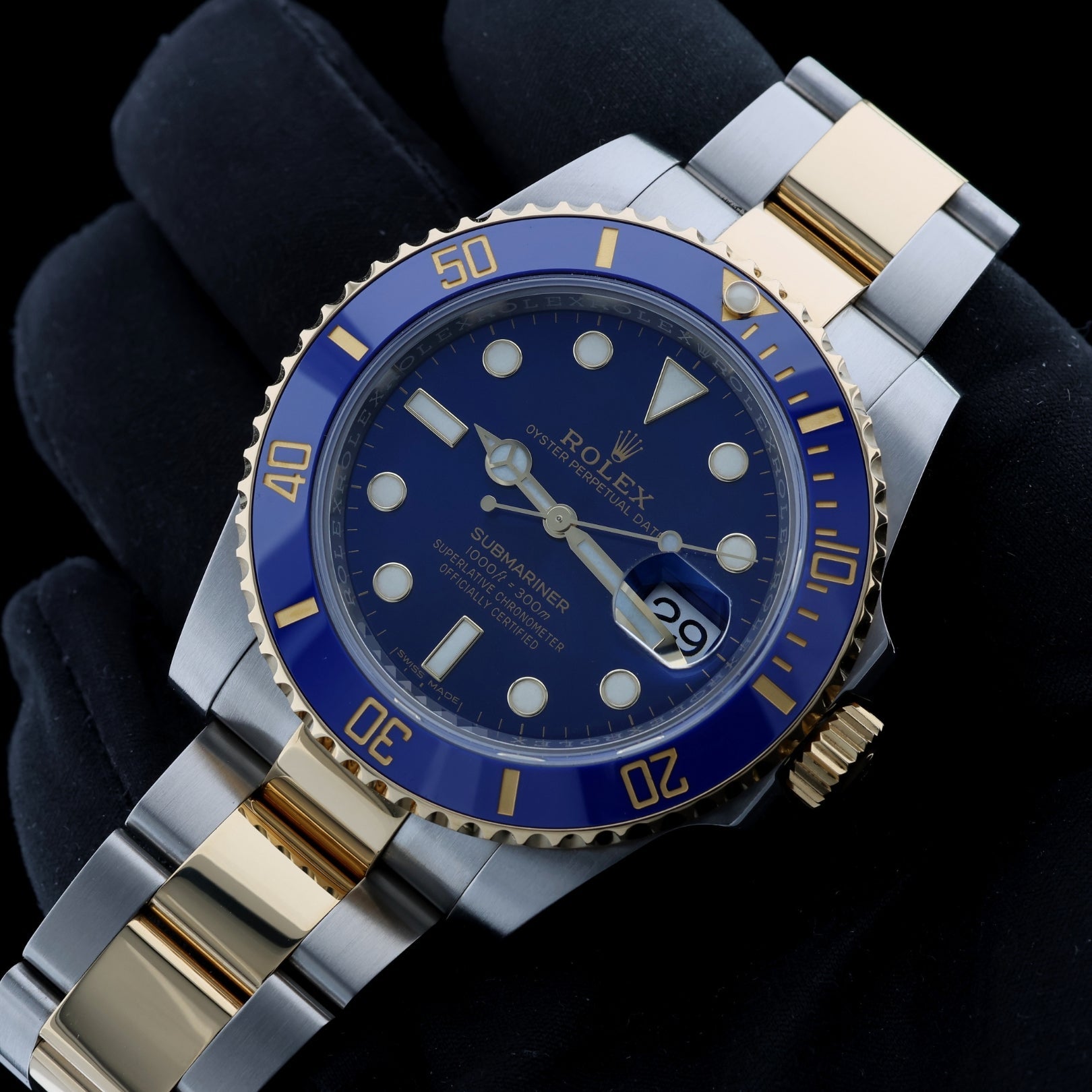 Rolex Submariner Date, Bicolor, blaues Zifferblatt, Ref. 116613LB, 04 - 2017, B+P - LUXUHRIA
