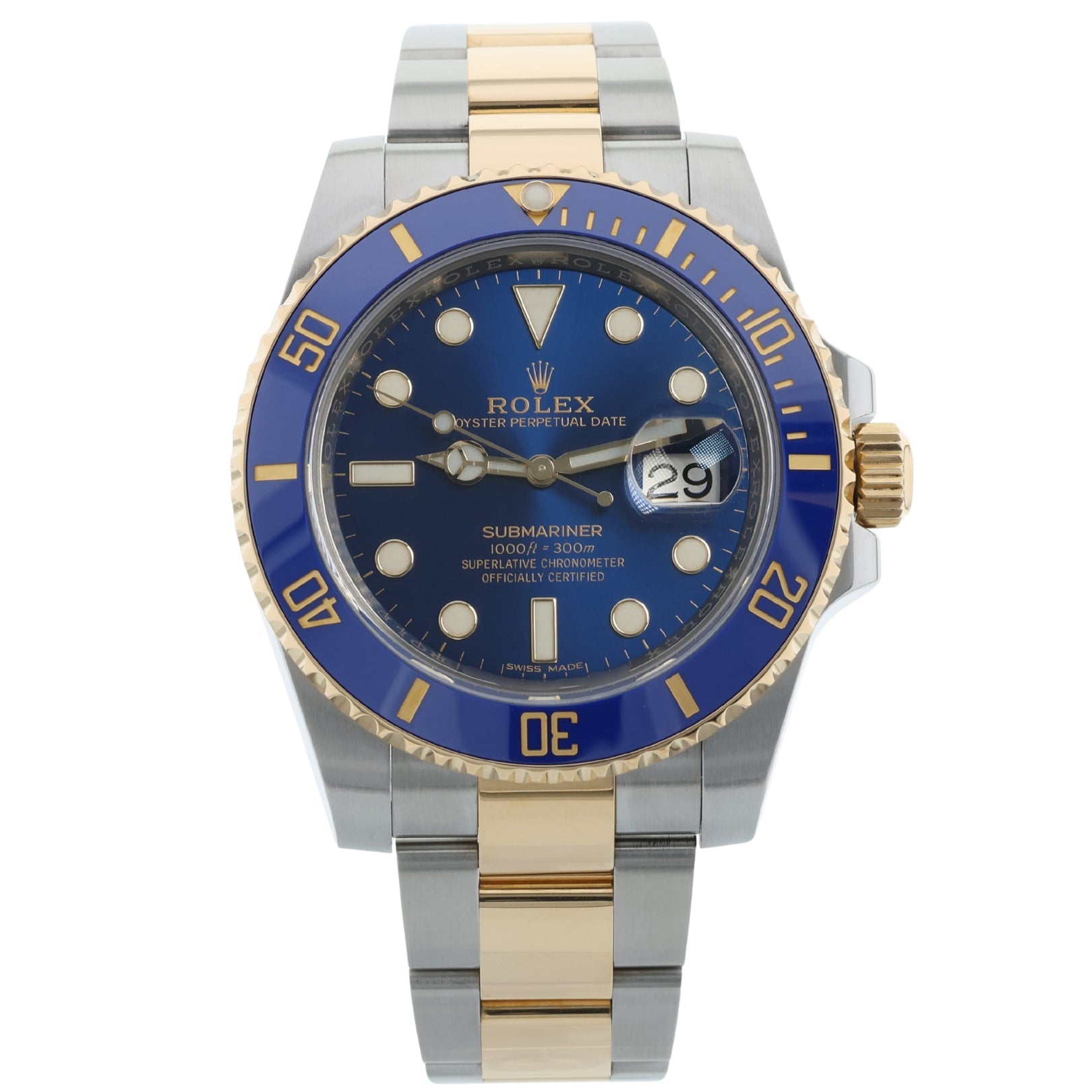 Rolex Submariner Date, Bicolor, blaues Zifferblatt, Ref. 116613LB, 04 - 2017, B+P - LUXUHRIA