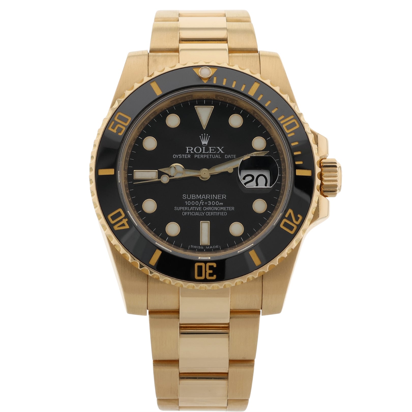 Rolex Submariner Date, Gelbgold, Black Dial, Ref. 116618LN, LC100, 08 - 2011, B+P - LUXUHRIA