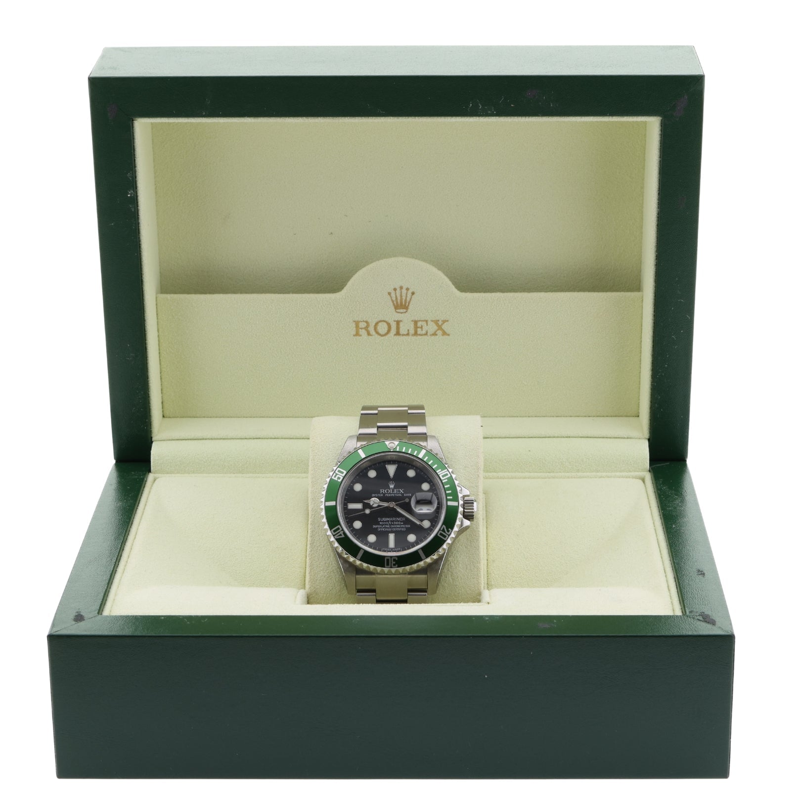 Rolex Submariner Date, "Kermit", Full-Sticker, Ref. 16610LV, 12-2010, B+P - LUXUHRIA