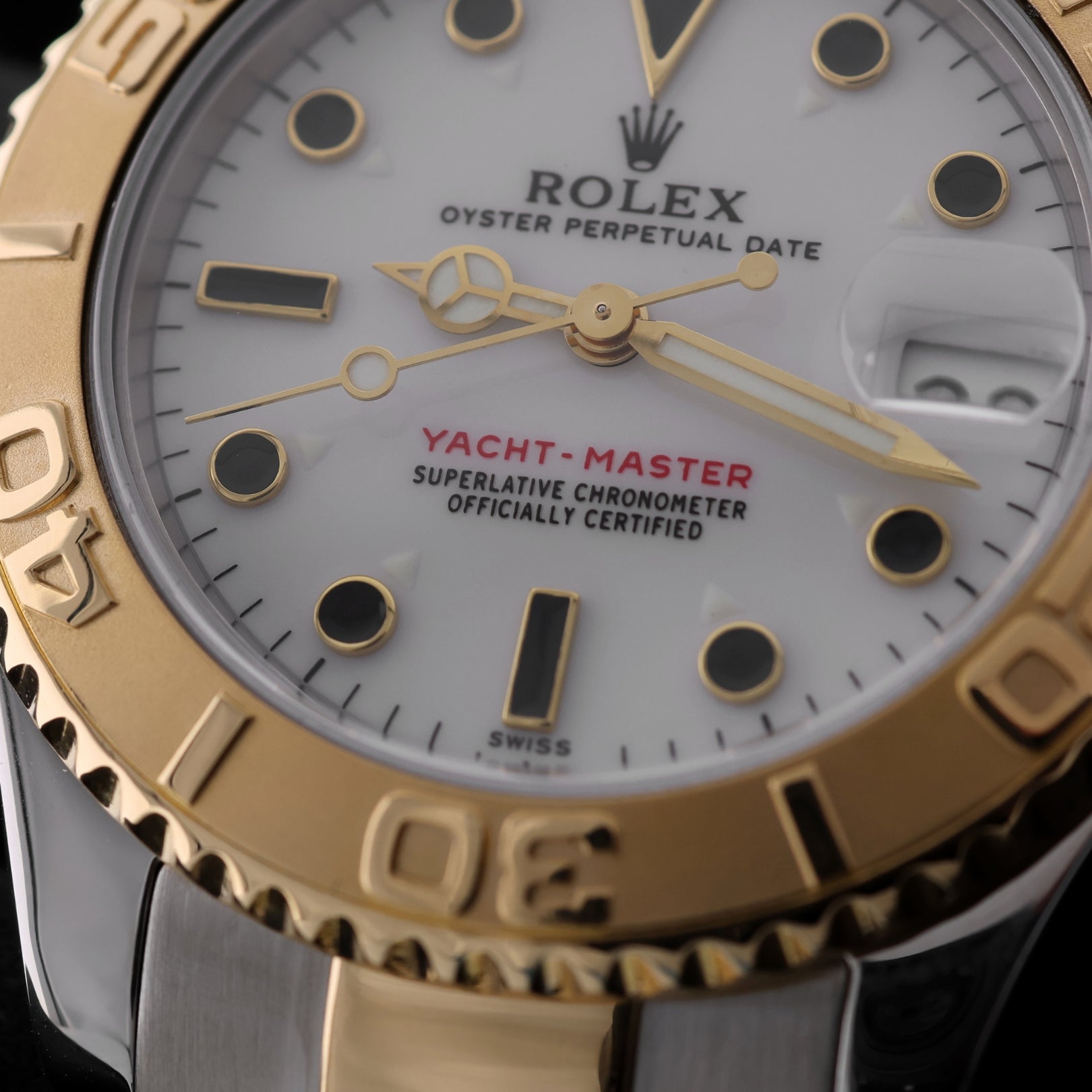 Rolex Yachtmaster 35, Stahl/Gold, White Dial, Ref. 68623, 03 - 2000, B+P - LUXUHRIA