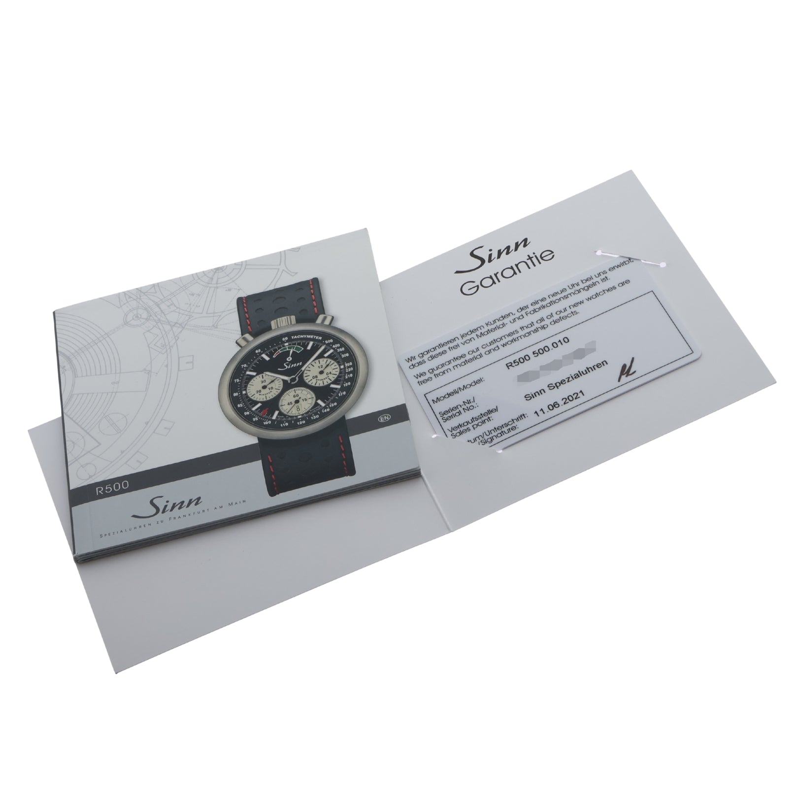 Sinn "Bullhead" Rennstopper Chronograph R500, Limitiert 300, Ref. 500.010, 2021, B+P - LUXUHRIA