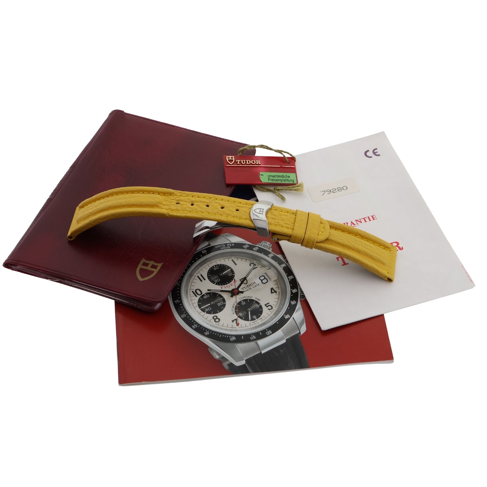 Tudor Prince Date Chronograph, Yellow, Stahl - & Lederband, Rolex - Rückdeckel/ - Krone, Ref. 79280, 03 - 1998, B+P - LUXUHRIA