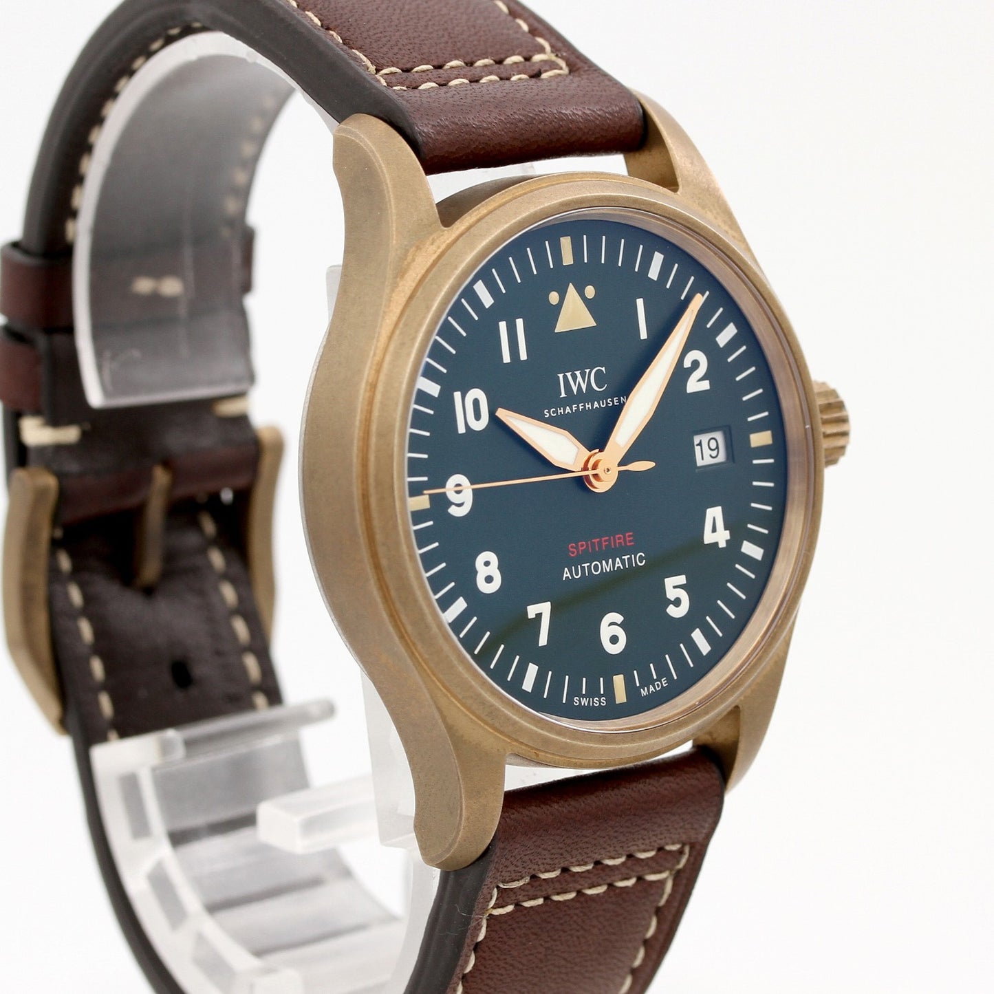 IWC Fliegeruhr Pilot Watch 39mm, Bronze, grünem Zifferblatt, IW326802, B+P