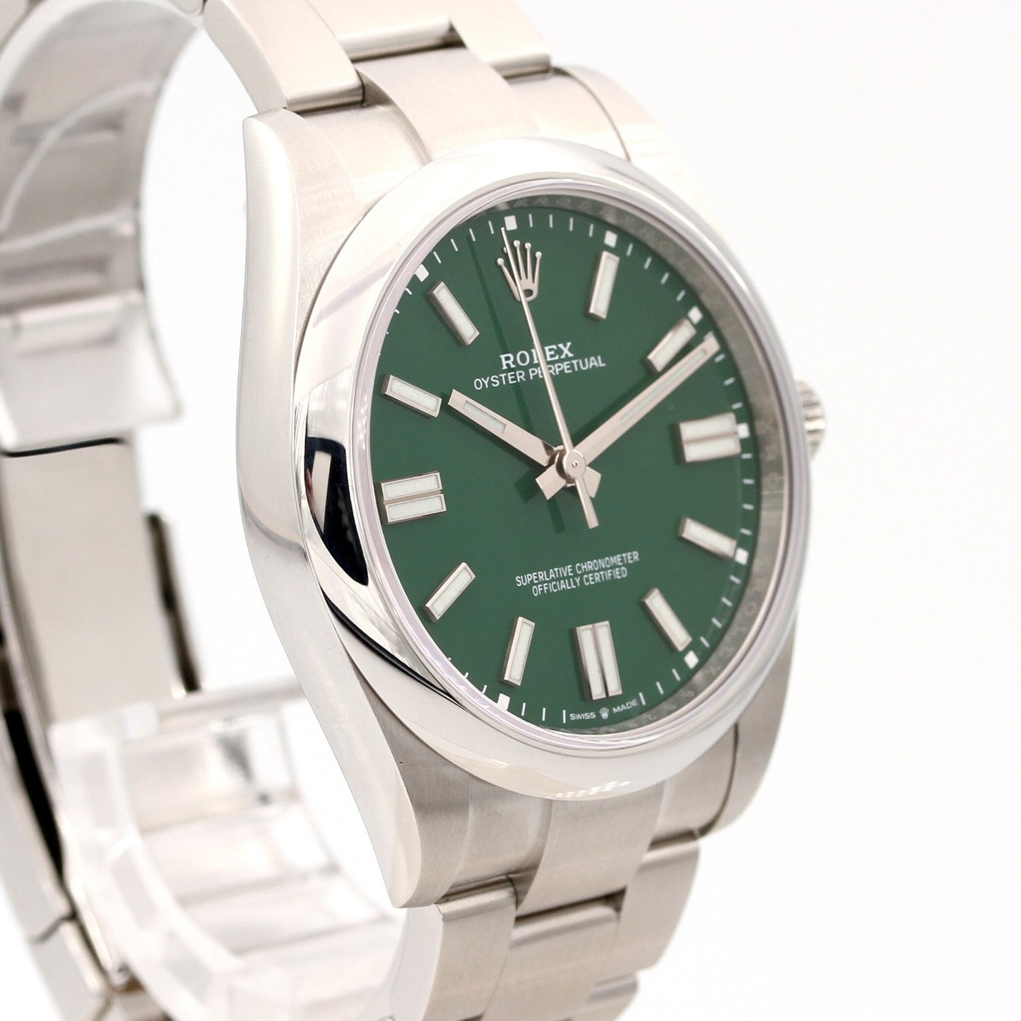 Rolex Oyster Perpetual 41, Grün, ungetragen, 124300, 2023, B+P