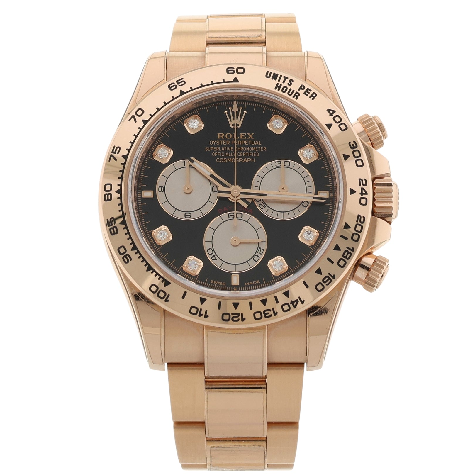 Rolex Daytona Cosmograph, Black Diamond Dial, Rosegold, Ref. 126505, 2024, B+P