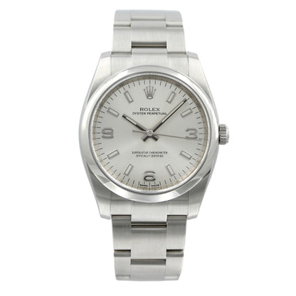 Rolex Oyster Perpetual 34, silver dial, Ref. 114200, B+P