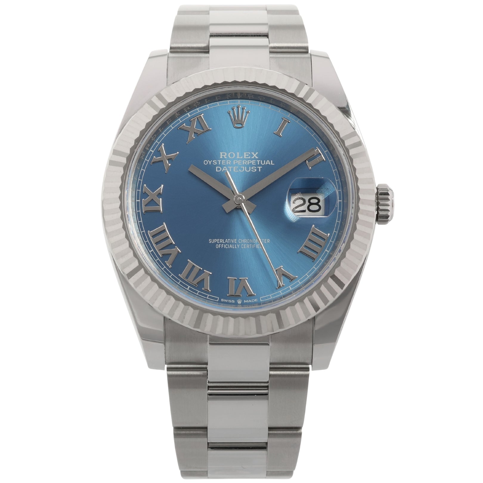 Rolex Datejust 41, Azurroblau Zifferblatt, Oyster, Ref. 126334, 2025, B+P