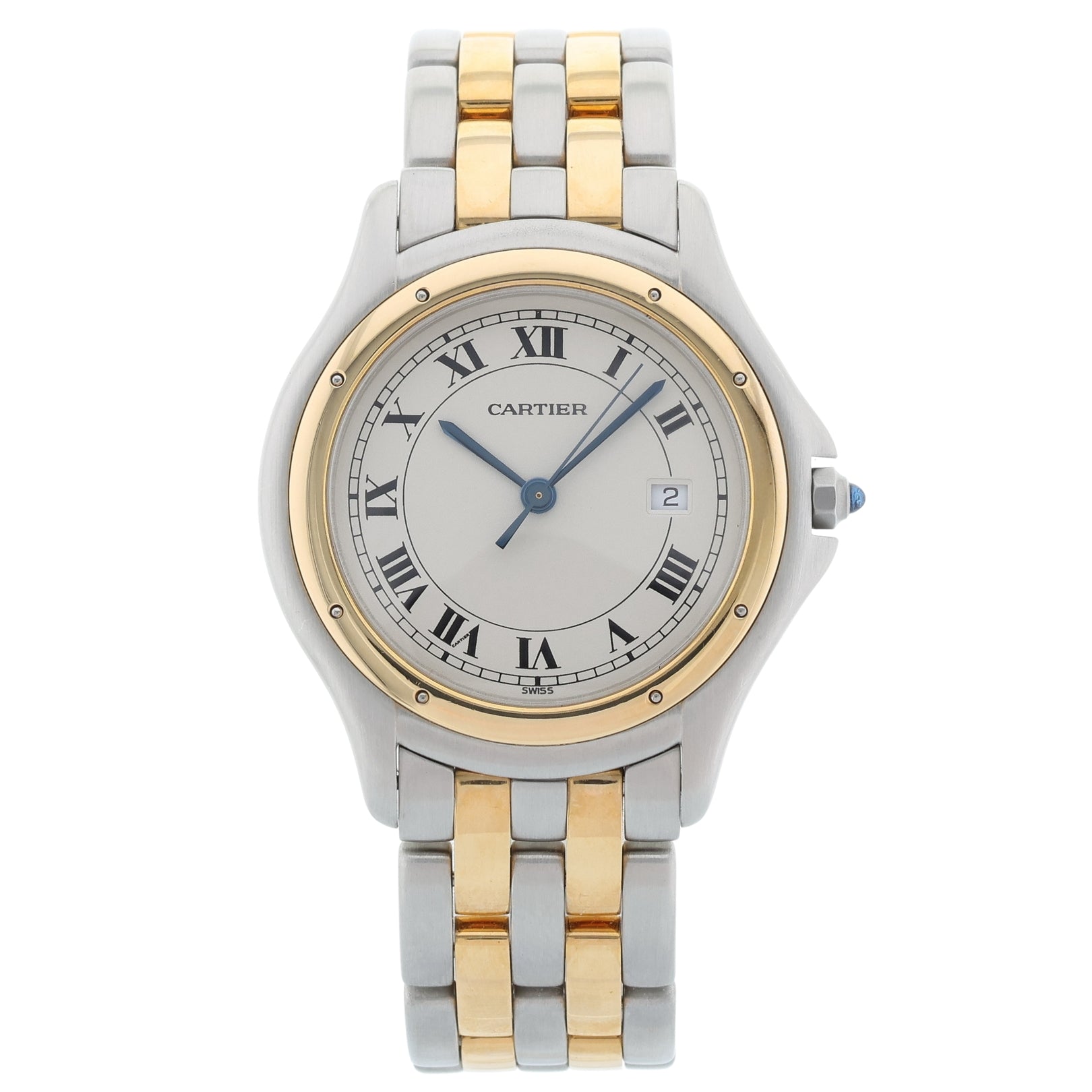 Cartier Panthere Cougar 33, Stahl/Gelbgold, White rom. Dial, 187904, Cartier-Box