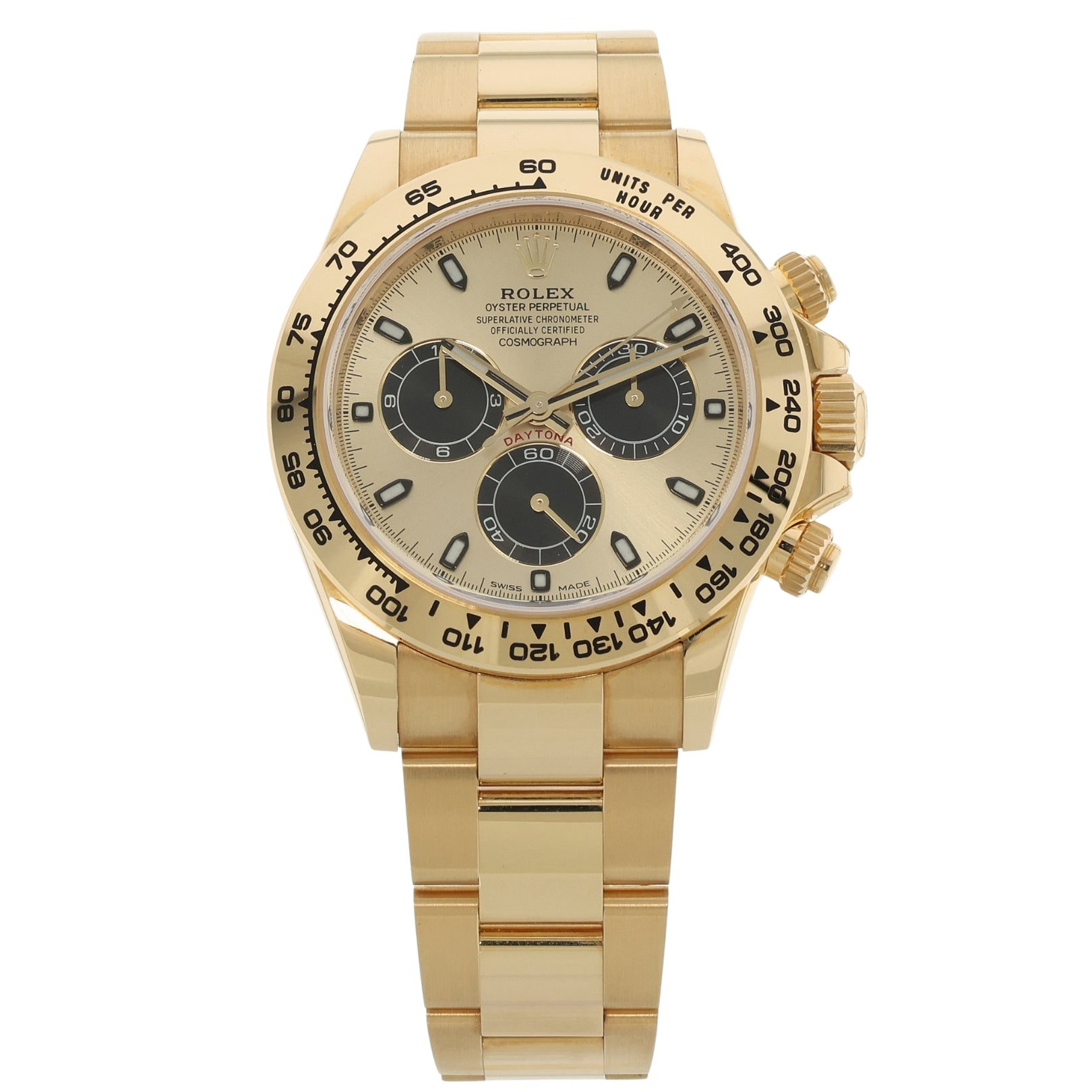 Rolex Daytona Cosmograph, Gelbgold, Gold Dial, Ref. 116508, 2022, B+P