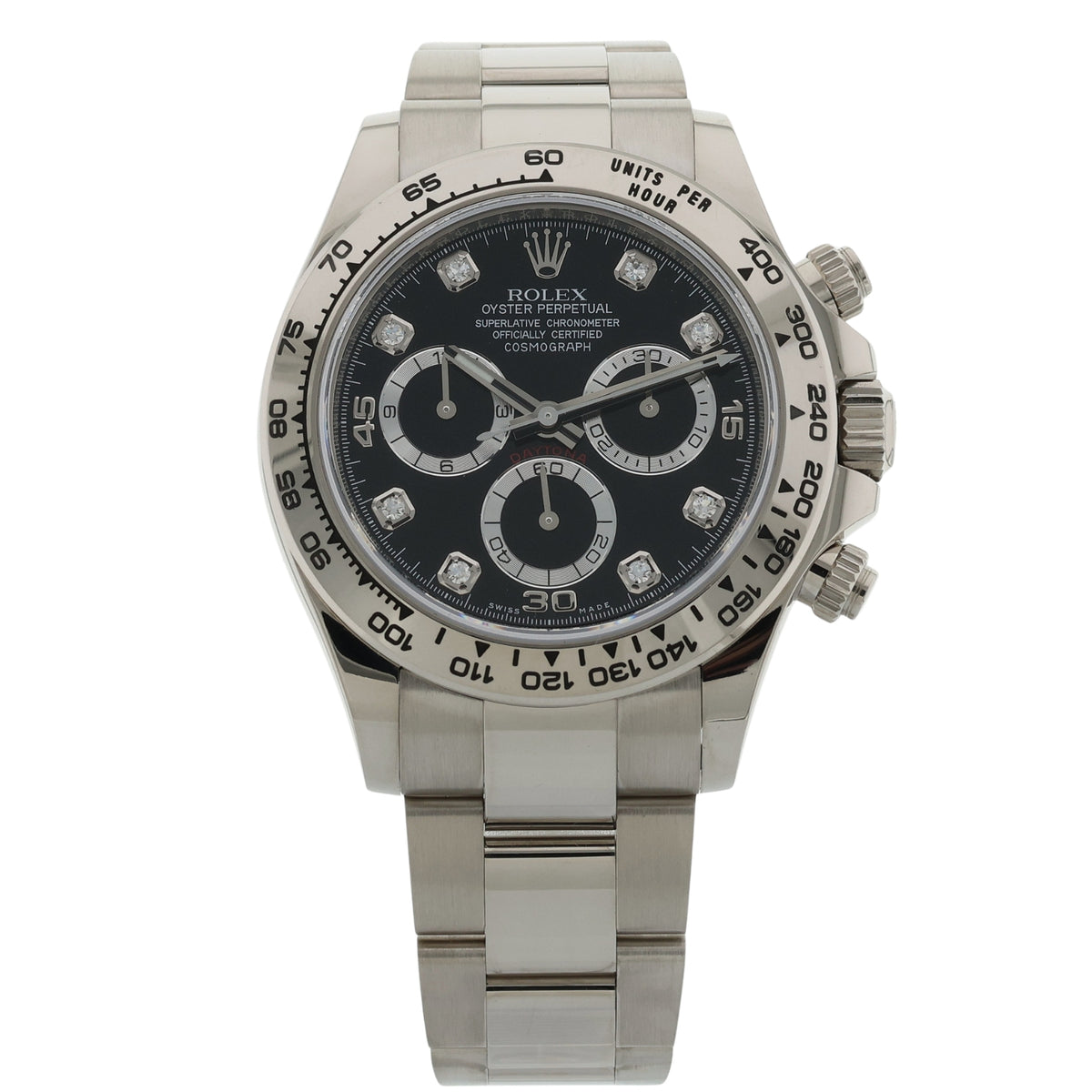 Rolex Daytona Cosmograph, Weißgold, Black Diamond Dial, LC100, Ref. 116509, 2021, B+P