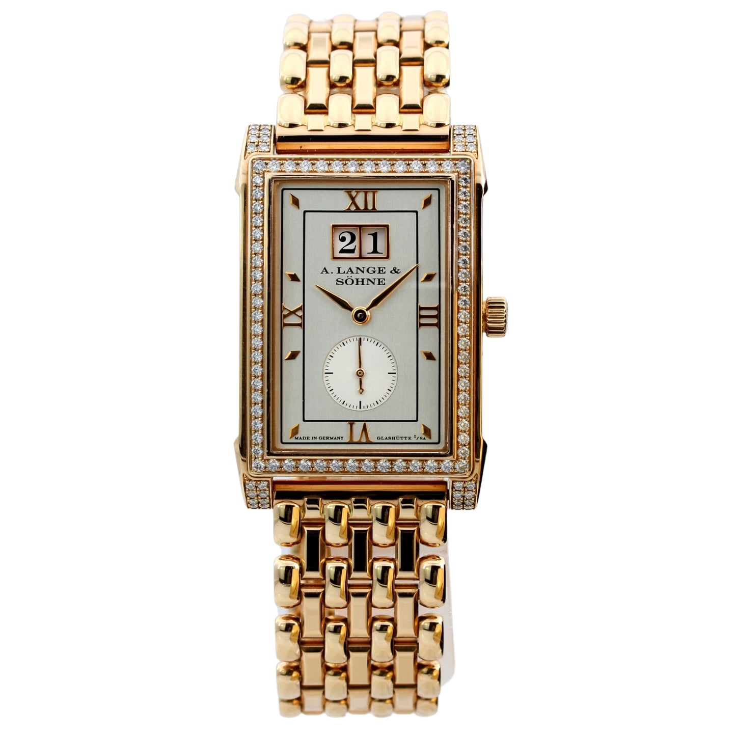 A. Lange and Söhne Cabaret Diamonds Joaillerie, rose gold, gold band, 244 brilliant-cut diamonds, 44 x 27.5 mm, 808.040