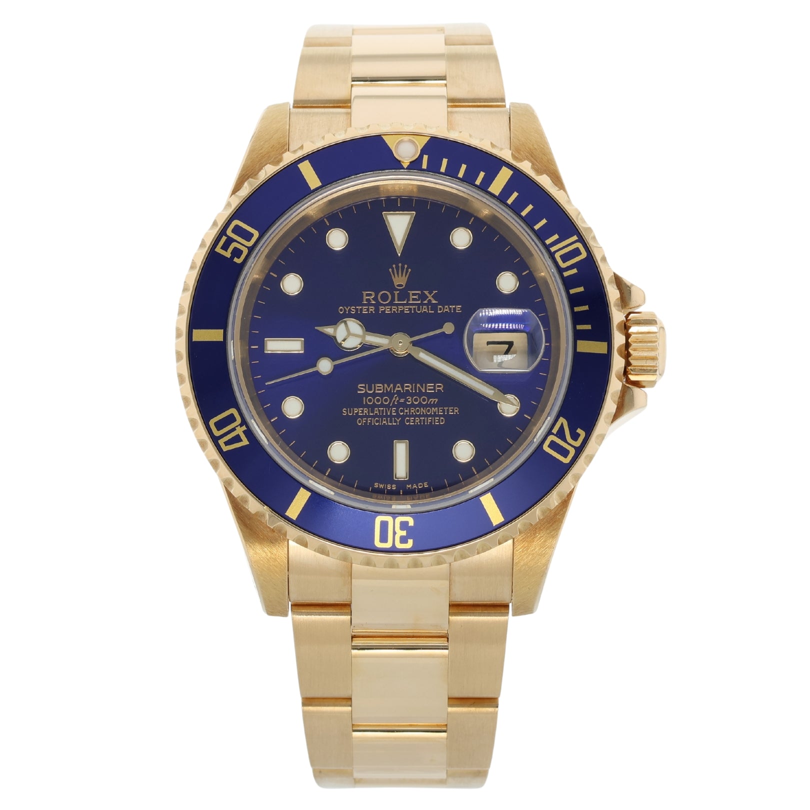 Rolex Submariner Date, Gelbgold, Purple, Blau, Ref. 16618LB, 03-2004, B+P