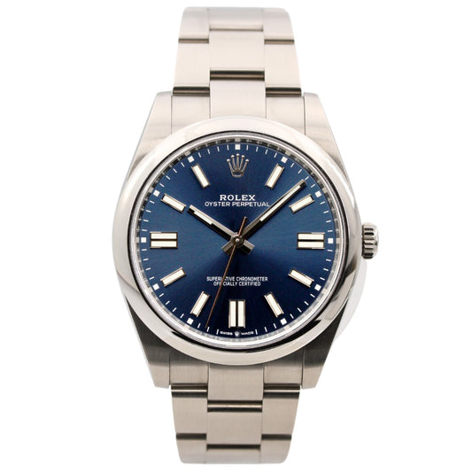 Rolex Oyster Perpetual 41, blau, ungetragen, 124300, 2023, B+P