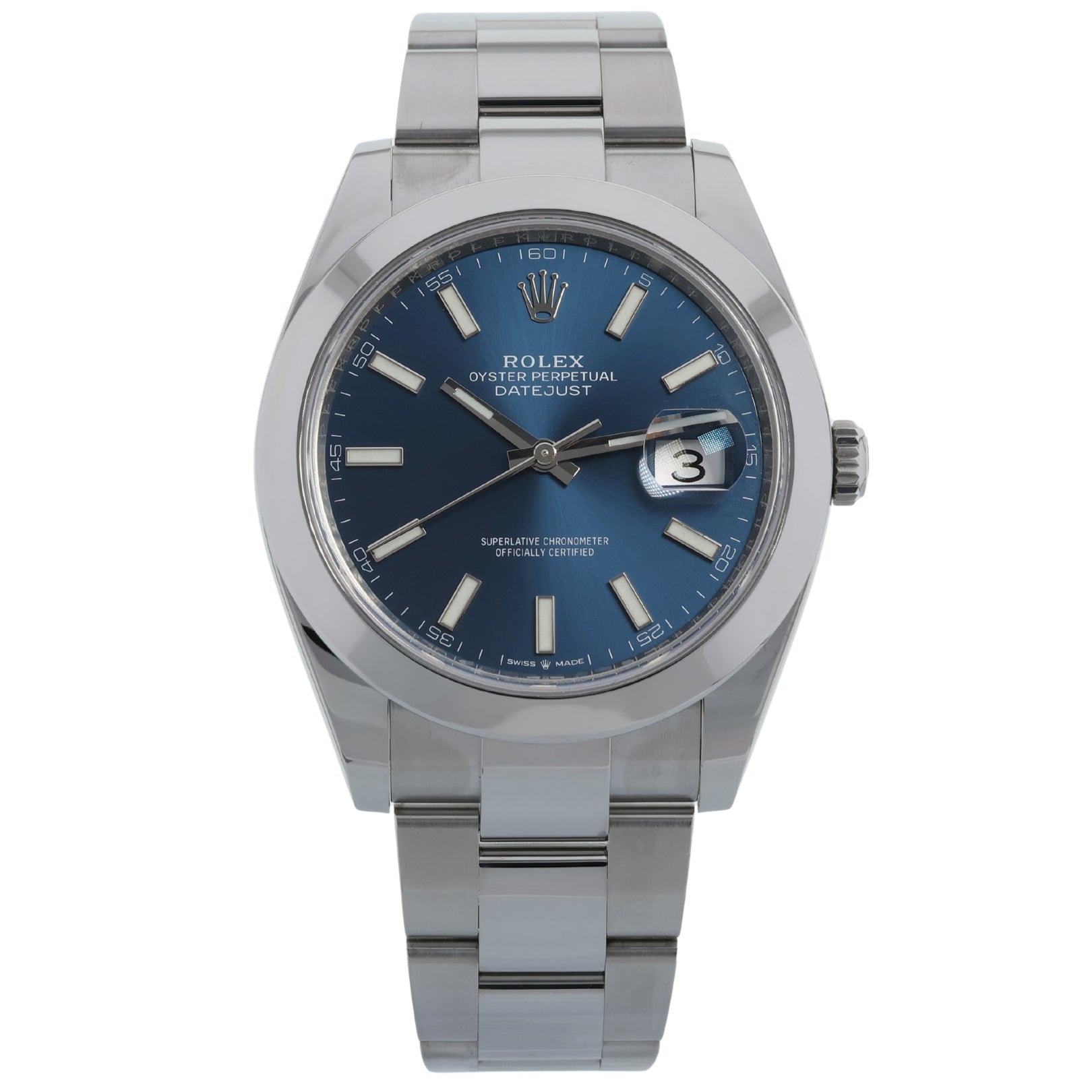 Rolex Datejust 41, Blue Dial, Oyster, Erstkaufrechnung, Ref. 126300, 09-2022, B+P