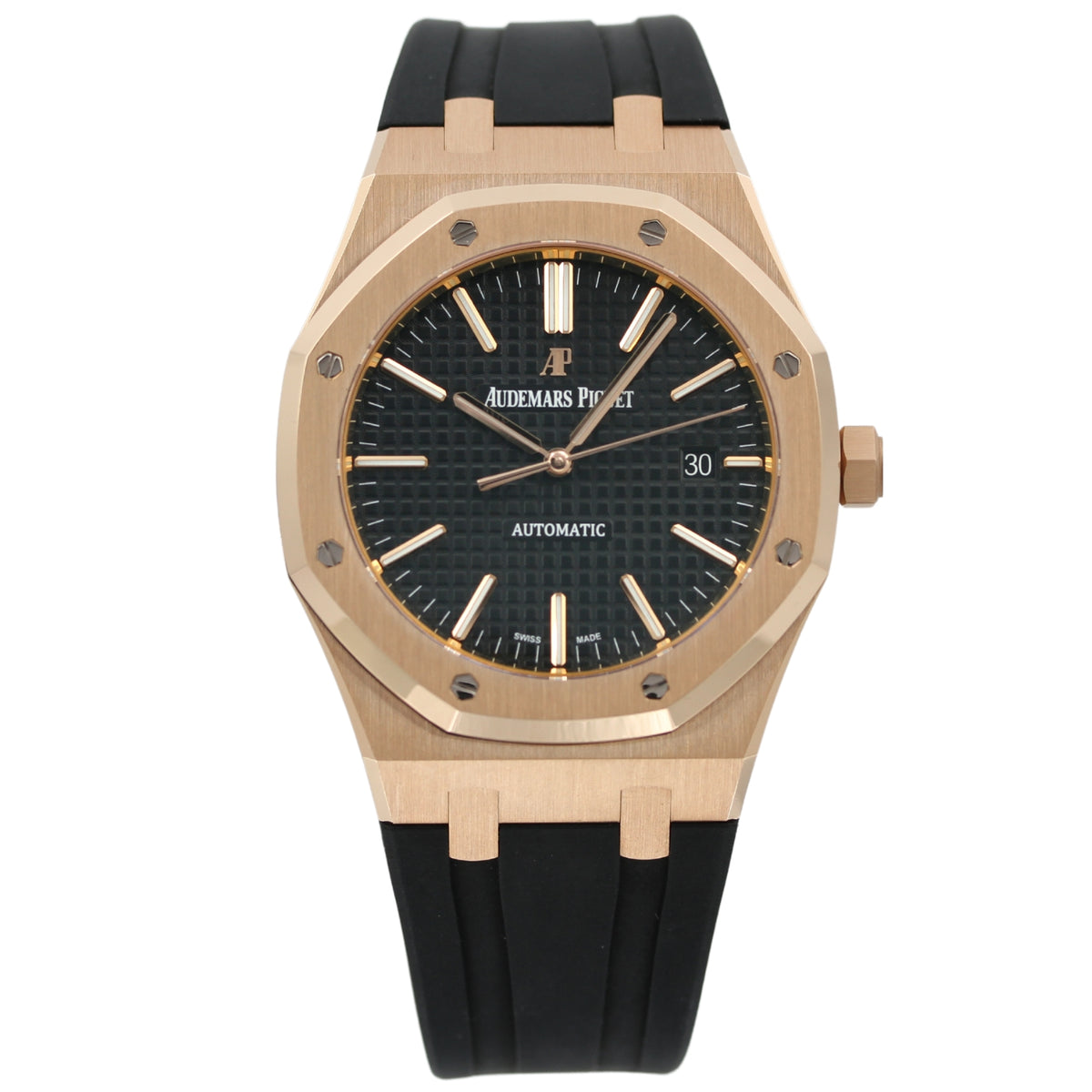 Audemars Piguet Royal Oak, Rosegold, Black Dial, Ref. 15400OR.OO.D002CR.01, 2015, B+P