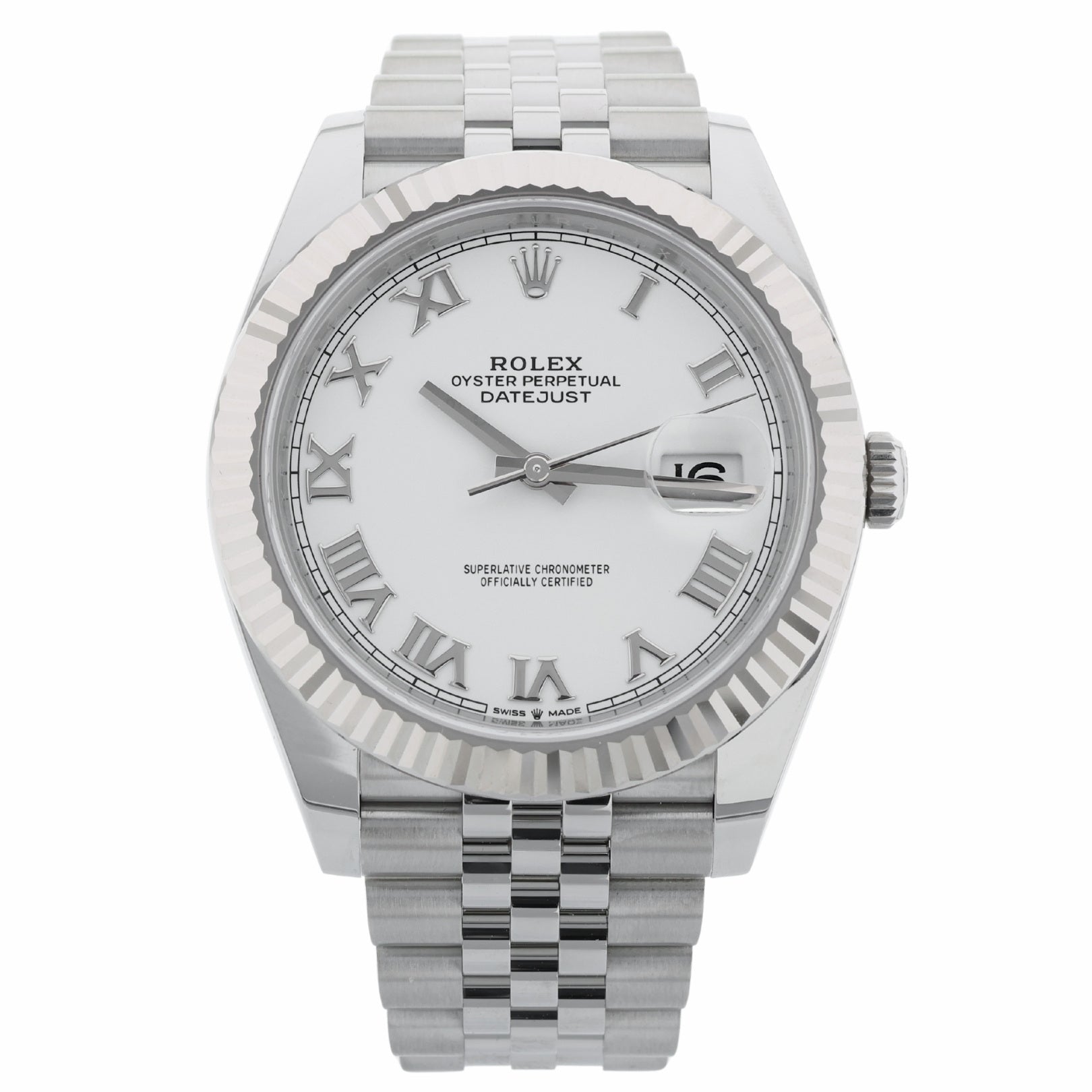 Rolex Datejust 41, White Roman Dial, Jubilee, Ref. 126334, 2023, B+P