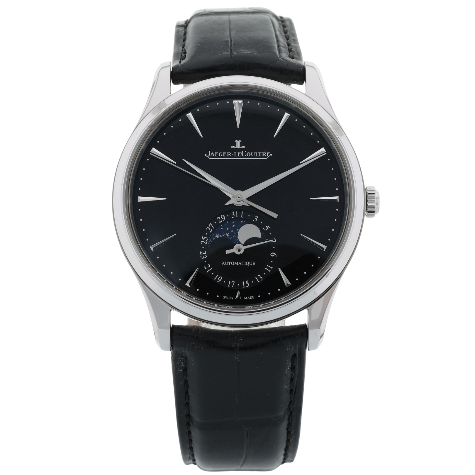 Jaeger-LeCoultre Master Ultra Thin Moon, Black Dial, Edelstahl, Ref. Q1368471, 12-2024, B+P