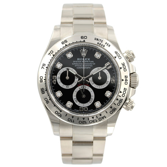 Rolex Daytona, Weißgold, Brillant Zifferblatt, 12-2022/ungetragen, Ref. 116509, B+P
