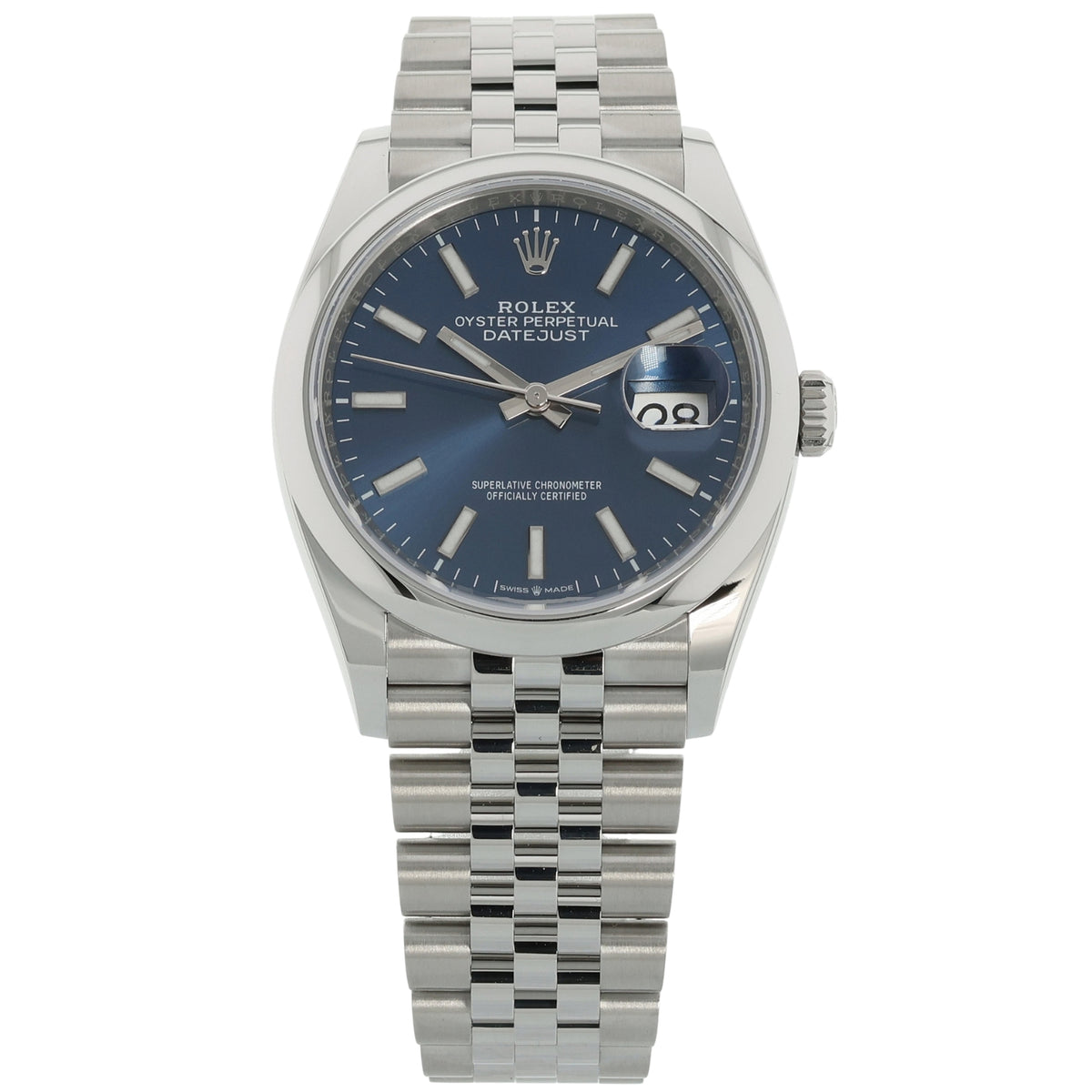 Rolex Datejust 36, Blaues Zifferblatt, Jubilee, ungetragen, Ref. 126200, 09-2026, B+P