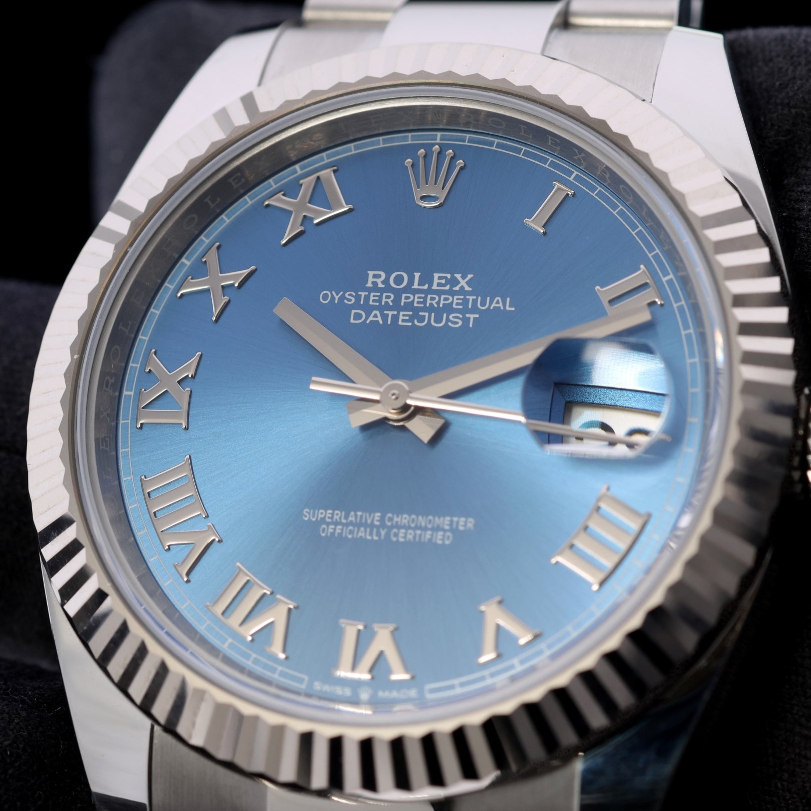 Rolex Datejust 41, Azurroblau Zifferblatt, Oyster, Ref. 126334, 2025, B+P