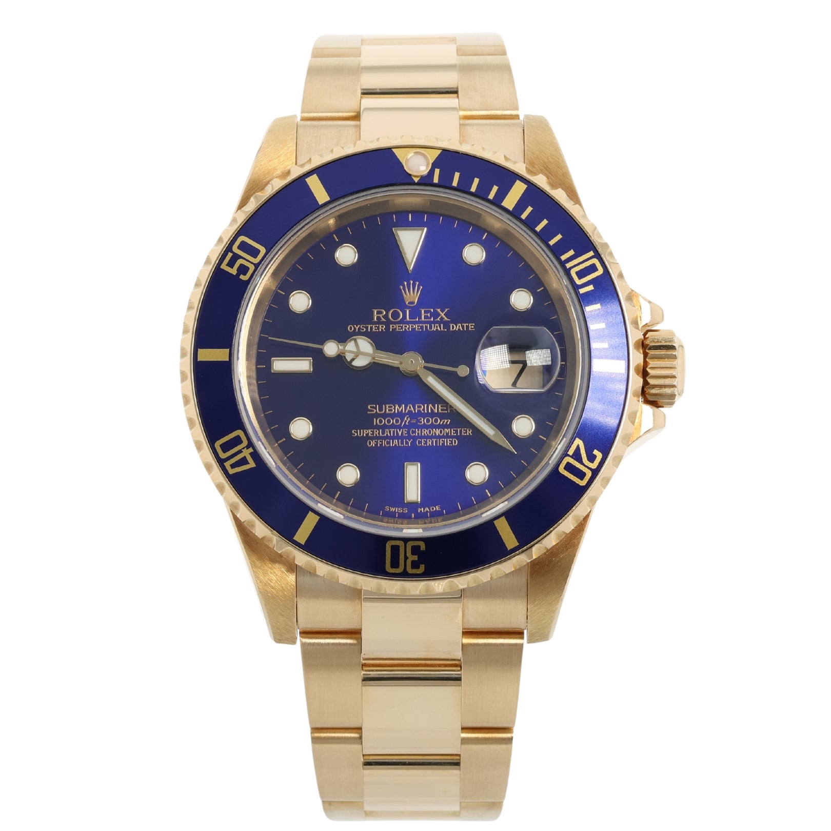 Rolex Submariner Date, Gelbgold, Purple, Blau, Ref. 16618LB, 03-2004, B+P