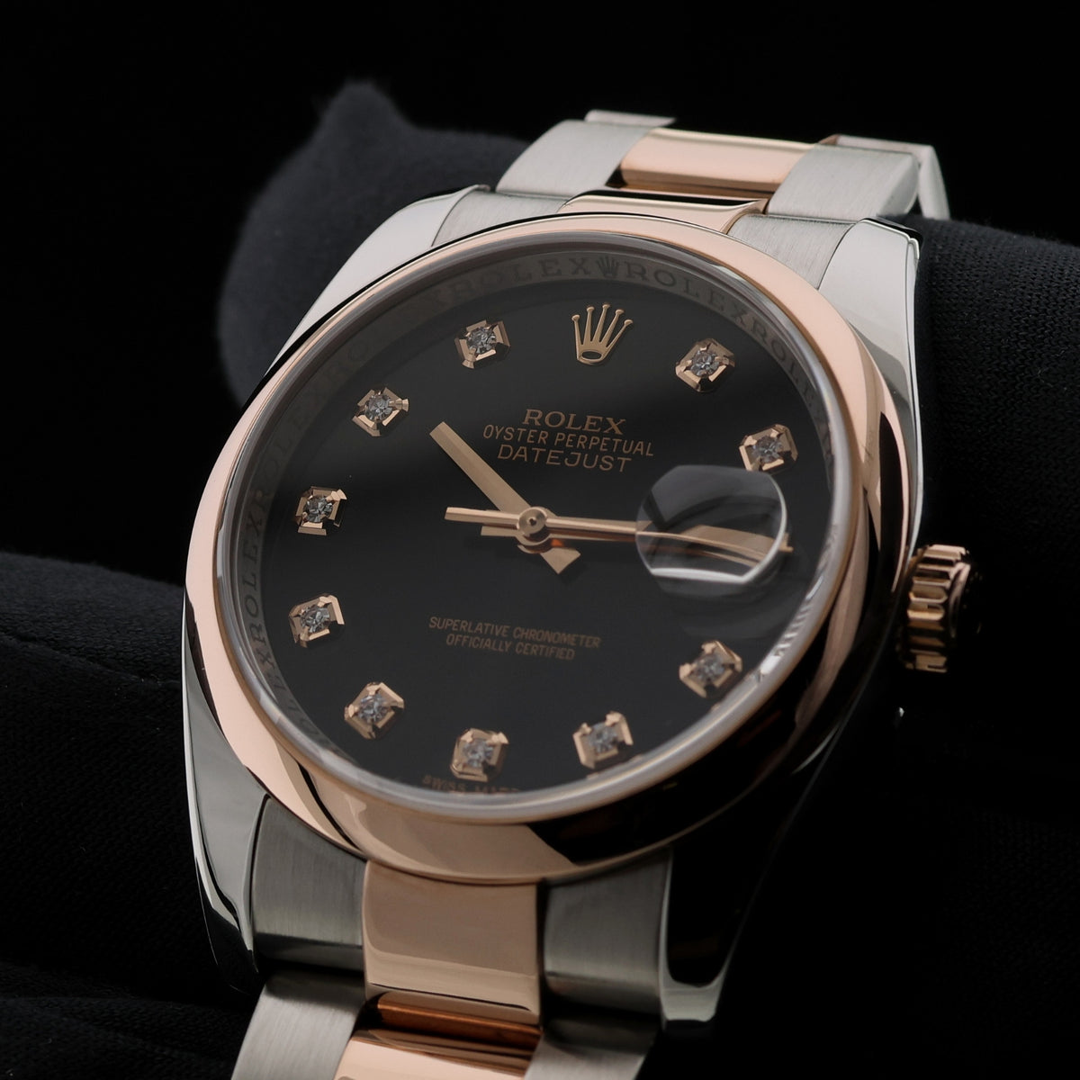 Rolex Datejust 36, Black Diamond Dial, Oyster, LC100, Ref. 116201, 01-2010, B+P