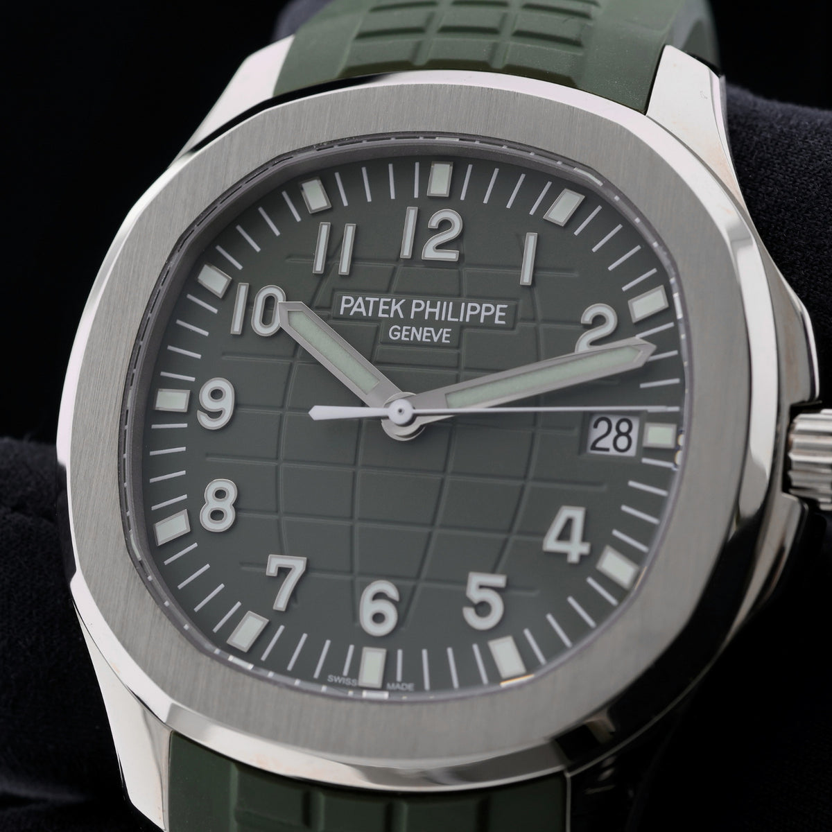 Patek Philippe Aquanaut, Jumbo, Weißgold, Grün, LC100, Ref. 5168G-010, 2024, B+P