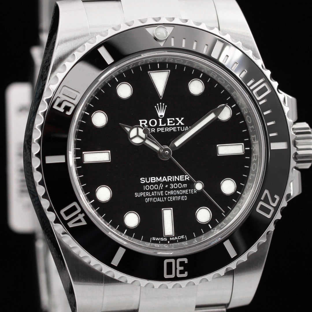 Rolex Submariner NoDate, Cerachrom-Lünette, 114060, LC100, B+P