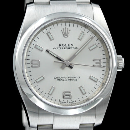 Rolex Oyster Perpetual 34, silver dial, Ref. 114200, B+P