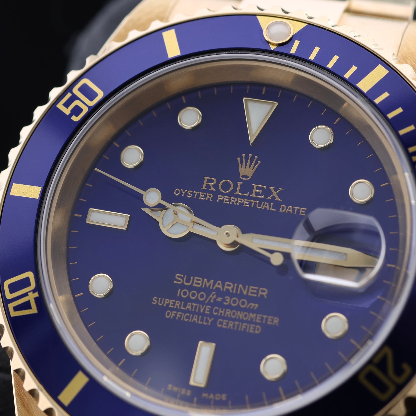 Rolex Submariner Date, Gelbgold, Purple, Blau, Ref. 16618LB, 03-2004, B+P