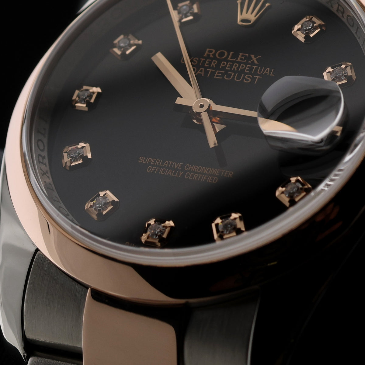 Rolex Datejust 36, Black Diamond Dial, Oyster, LC100, Ref. 116201, 01-2010, B+P
