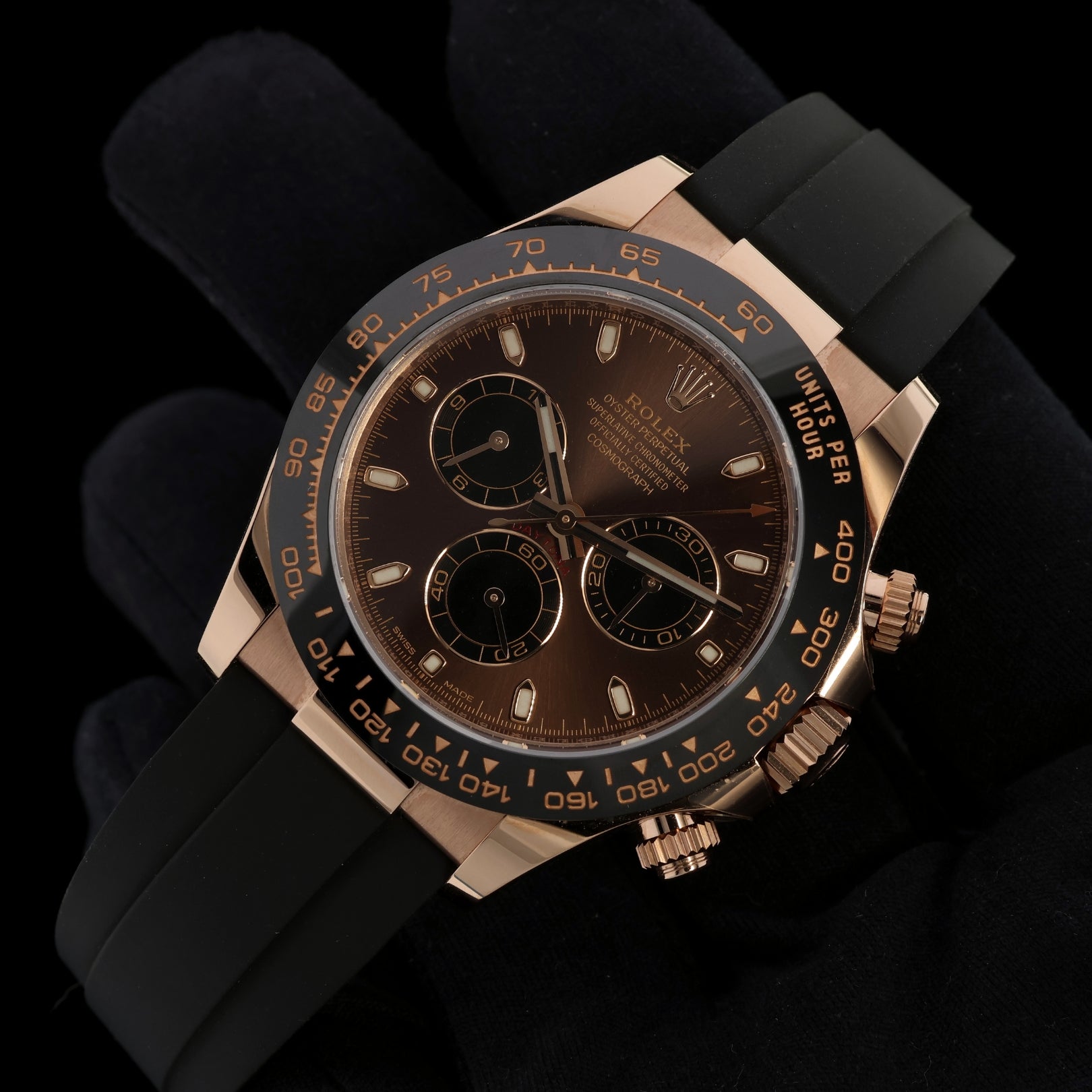 Rolex Daytona Everose Gold, Chocolate Dial, Oysterflex, Ref. 116515LN, 2025, B+P