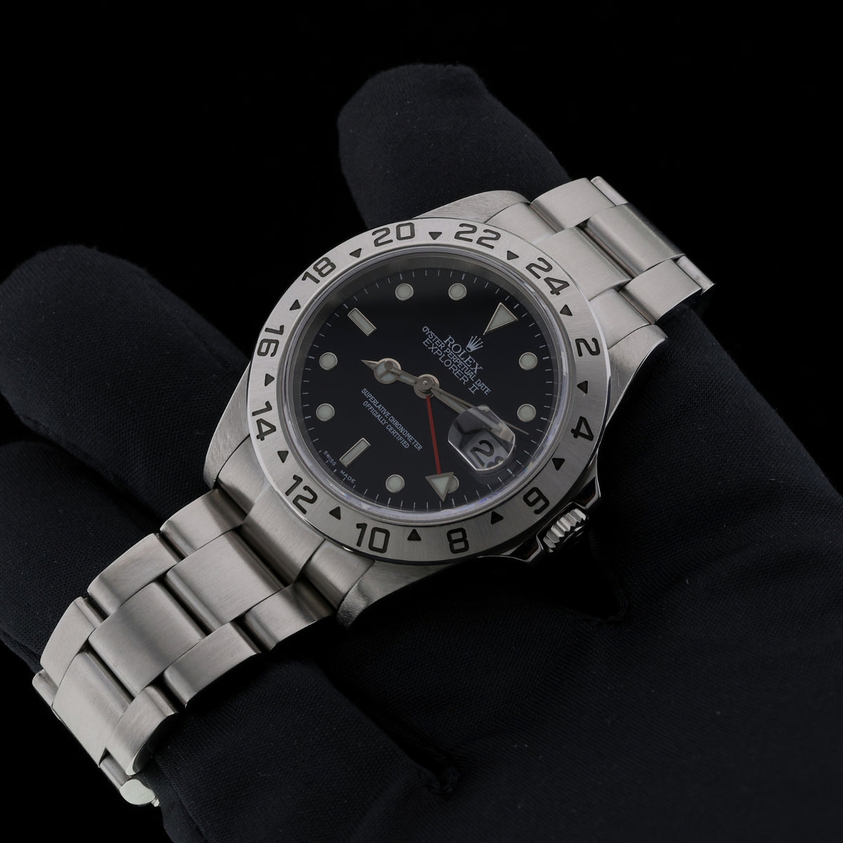 Rolex Explorer II, Black Dial, Edelstahl, Service 2020, Ref. 16570, 06-2004, B+P