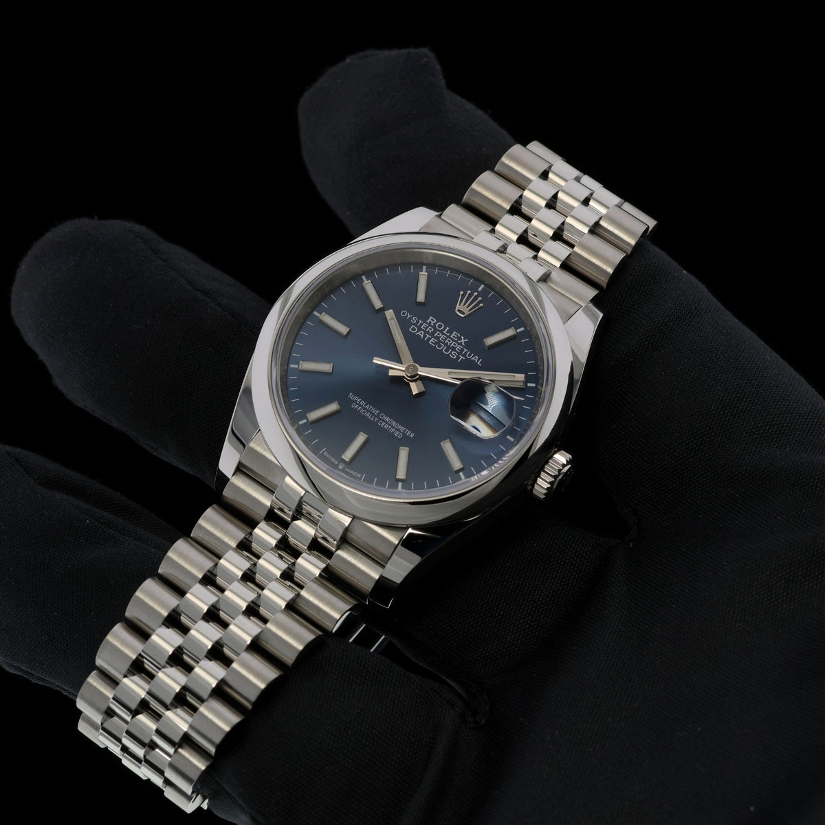 Rolex Datejust 36, Blaues Zifferblatt, Jubilee, ungetragen, Ref. 126200, 09-2026, B+P