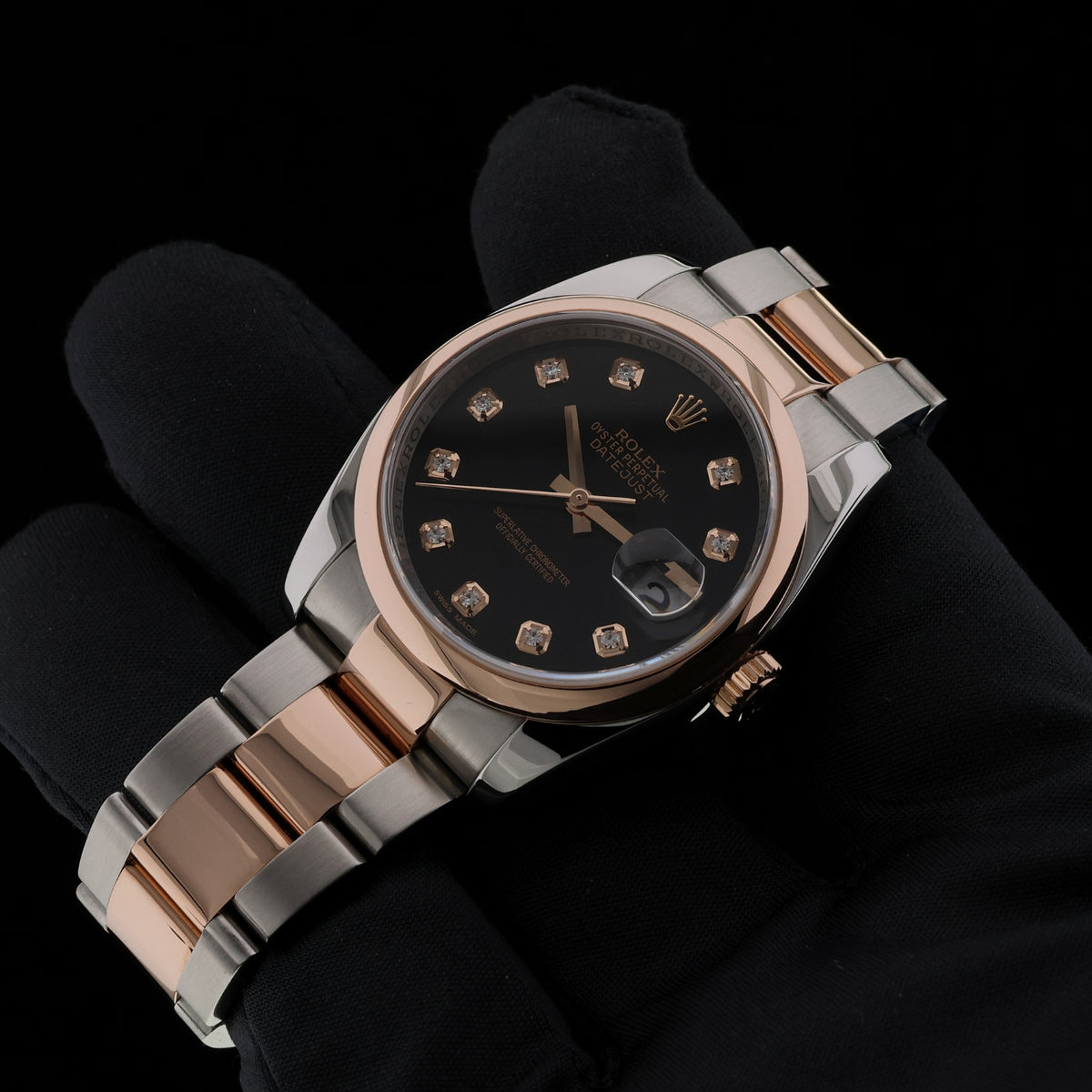 Rolex Datejust 36, Black Diamond Dial, Oyster, LC100, Ref. 116201, 01-2010, B+P